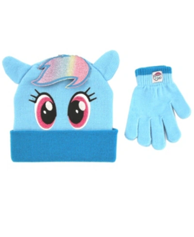 Abg Accessories Kids' Toddler Girls My Little Pony 2 Piece Knit Cuff Hat And Matching Mittens Set In Blue