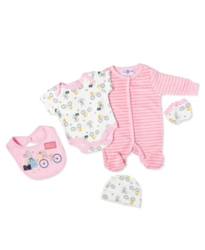 Lily & Jack Kids' Baby Girls Mouse 5 Piece Velour Layette Gift Set In Pink
