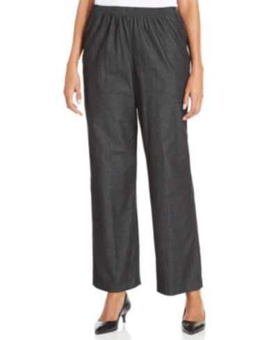 Alfred Dunner Classics Pull-on Denim Pants In Petite And Petite Short In Black