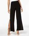 Msk Petites Womens Embellished Split Hem Wide Leg Pants In Black