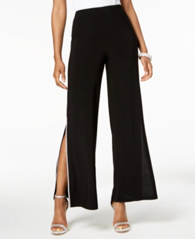 Msk Sequined Wide-leg Pants, Regular & Petite Sizes In Black
