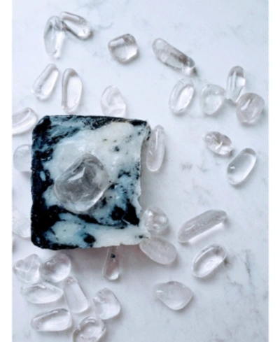 Lifestone Rebirth Crystal Massage Soap: Eucalyptus Essential Oil, Charcoal And Clear Quartz In Black