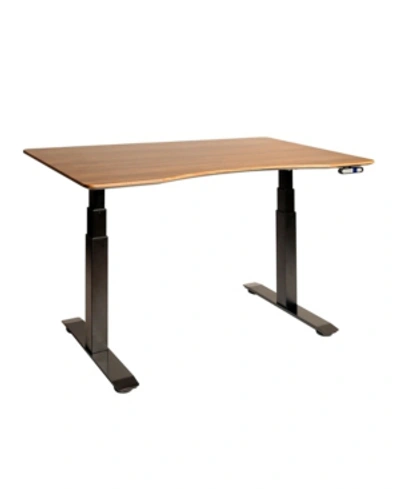 Seville Classics Airlift 3 Electric Standing Desk Black Steel Frame With Walnut Top In Brown