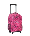 Rockland 17" Rolling Backpack In Pink Bandana