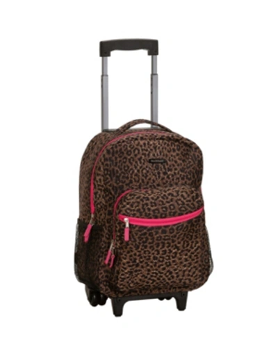 Rockland 17" Rolling Backpack In Pink Leopard