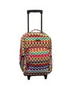 Rockland 17" Rolling Backpack In Pink Tribal
