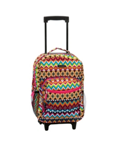 Rockland 17" Rolling Backpack In Pink Tribal