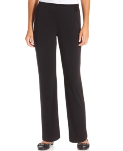 Ny Collection Petite Pull-on Straight-leg Pants In Black