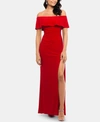 Xscape X By  Petite Ruffled Off-the-shoulder Gown In Red