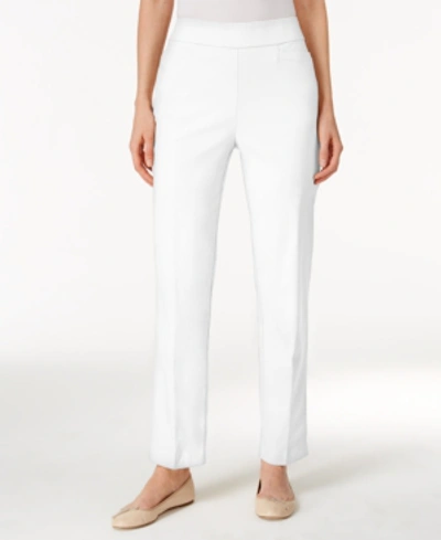 Alfred Dunner Petite Classics Tummy-control Pull-on Straight-leg Pants In White