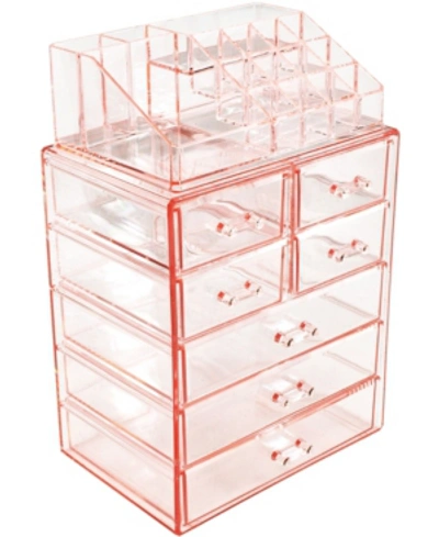Sorbus Cosmetics Makeup Storage Case Medium Display Sets In Pink