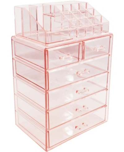 Sorbus Cosmetic Makeup And Jewelry Storage Case In Pink