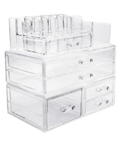 Sorbus Cosmetics Makeup And Jewelry Storage Case Large Display Sets - Style 1 In Clear