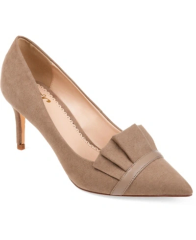 Journee Collection Women's Marek Ruffle Detail Dress Pumps In Taupe