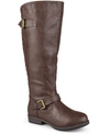 Journee Collection Spokane Womens Faux Leather Wide Calf Knee-high Boots In Brown
