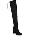 Journee Collection Women's Maya Over The Knee Block Heel Dress Boots In Black