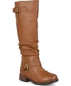 Journee Collection Women's Stormy Extra Wide Calf Knee High Riding Boots In Tan