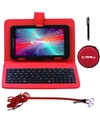 LINSAY 7" QUAD CORE 2GB RAM 32GB ANDROID 10 DUAL CAMERA TABLET WITH RED LEATHER KEYBOARD, EARPHONES AND PEN