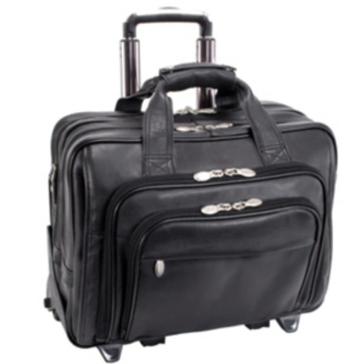 Mcklein Gold Coast, 17" Patented Detachable -wheeled Laptop Briefcase In Black