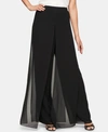 Alex Evenings Chiffon Overlay Wide Leg Pants In Black