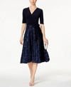 Alex Evenings Women's Sequined Lace Fit & Flare Dress In Navy