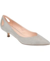 Journee Collection Goldie Womens Faux Suede Pointed Toe Kitten Heels In Charcoal