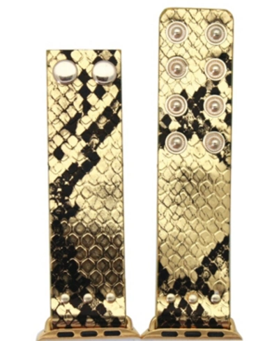 Nimitec Metallic Snake Snap Button Apple Watch Band In Gold-tone