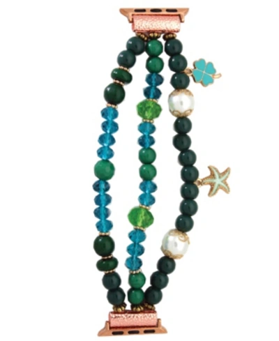 Nimitec Bead And Charm Apple Watch Bracelet In Emerald