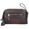 SANTONI MEN TOILETRY BAG A2009 CALFSKIN LOGO BROWN