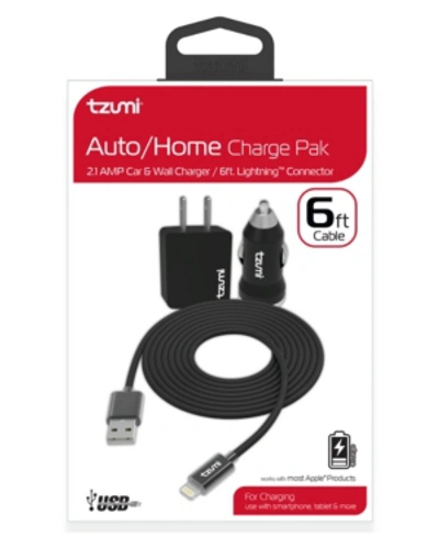 Tzumi Lightning Cable 6' Auto Home Combo In Black