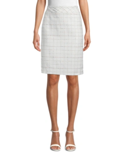 Kasper Novelty Tweed Slim Skirt In Oyster Multi