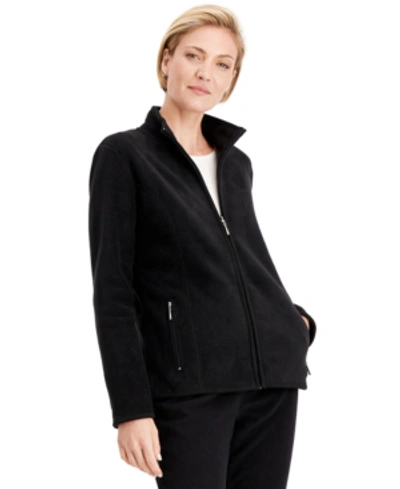 Karen Scott Petite Princess-seam Zeroproof Zip-front Jacket, Created For Macy's In Deep Black