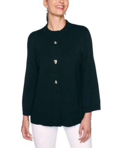 Alfred Dunner Petite Madison Avenue Cardigan In Black