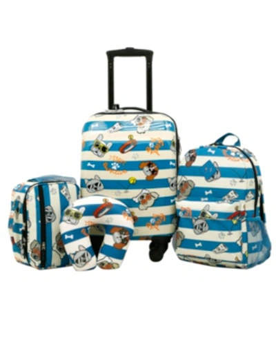 Travelers Club Kid's Hard Side Carry-on Spinner 5 Piece Luggage Set In Dog