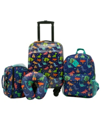 Travelers Club Kid's Hard Side Carry-on Spinner 5 Piece Luggage Set In Dino