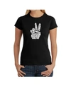La Pop Art Women's Word Art Peace Out T-shirt In Black