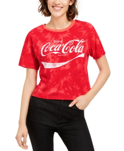 Love Tribe Juniors' Coca-cola Tie-dye T-shirt In Red Tie Dye