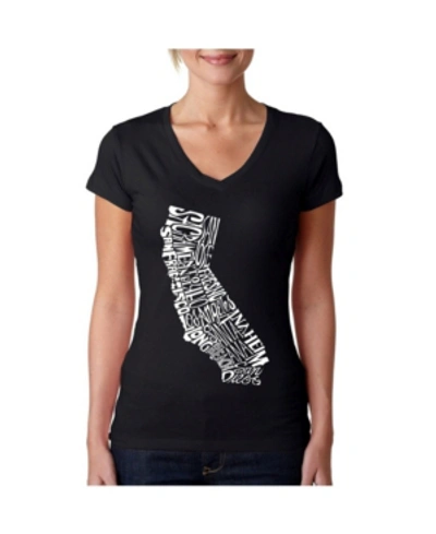 La Pop Art Women's Word Art V-neck T-shirt In Black