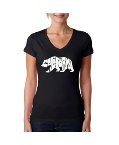 La Pop Art Women's Word Art V-neck T-shirt In Black