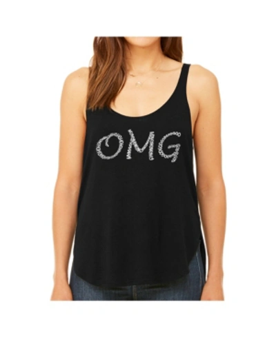 La Pop Art Women's Premium Word Art Flowy Tank Top- Omg In Black