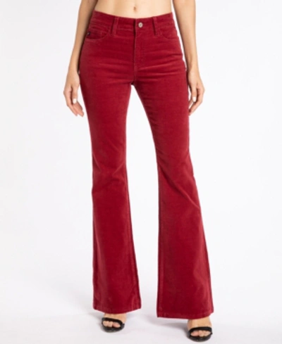 Kancan High Rise Corduroy Skinny Flare In Dark Red