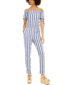 PLANET GOLD JUNIORS' STRIPED OFF-THE-SHOULDER JUMPSUIT