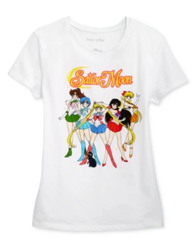 Love Tribe Juniors' Sailor Moon Anime Graphic T-shirt In White