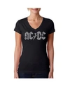 La Pop Art Women's Ac/dc Word Art V-neck T-shirt In Black