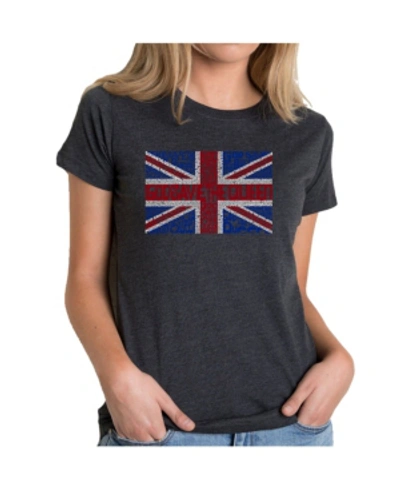 La Pop Art Women's Premium Blend T-shirt With God Save The Queen Word Art In Black