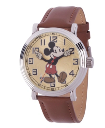 Ewatchfactory Disney Mickey Mouse Men's Silver Vintage Alloy Watch In Brown