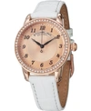 STUHRLING ORIGINAL CLASSY LADIES ULTRA SLIM QUARTZ WATCH, ROSE TONE CASE ON WHITE ALLIGATOR EMBOSSED GENUINE L