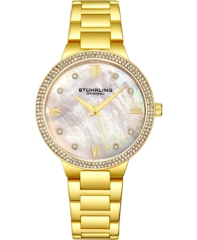 Stuhrling Women's Quartz Gold-tone Link Bracelet Watch 38mm In Yellow
