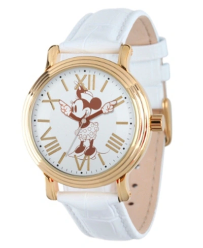 Ewatchfactory Disney Minnie Mouse Women's Shiny Gold Vintage Alloy Watch In White