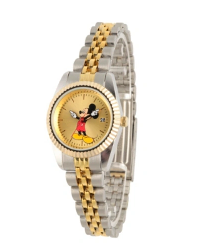 Ewatchfactory Disney Mickey Mouse Men's Two Tone Silver And Gold Alloy Watch In Multi